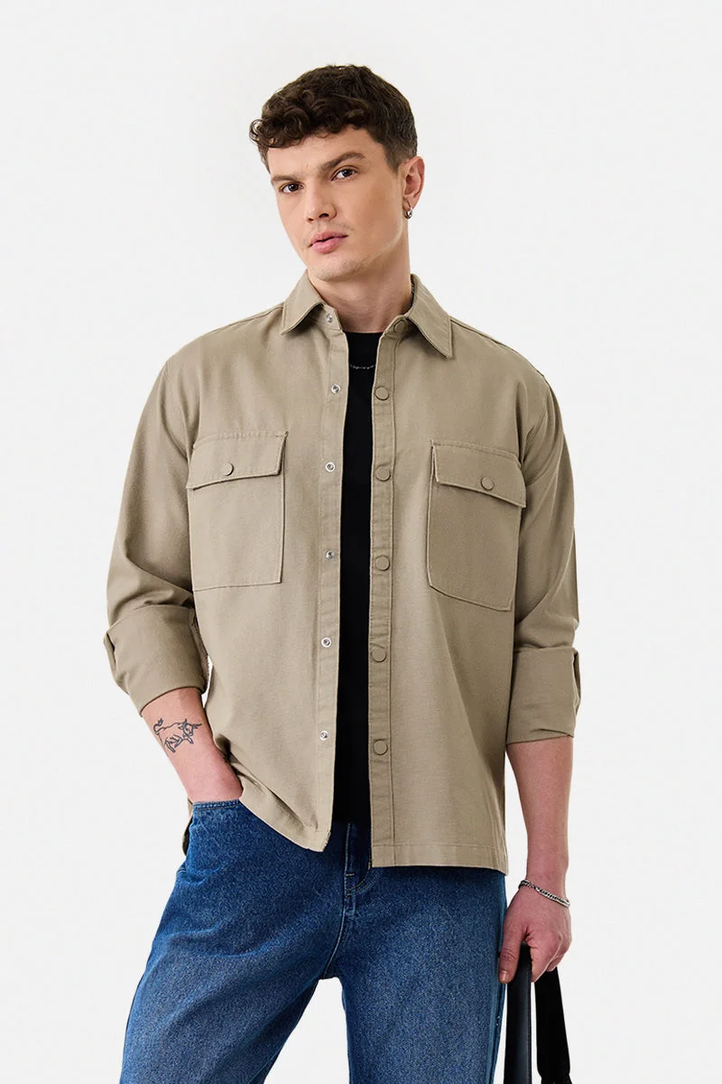 سنيتش Relaxed Fit 100% Cotton Overshirt